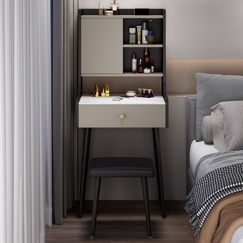 Ensemble de vanité moderne avec 1 tiroir et miroir et étagères de rangement