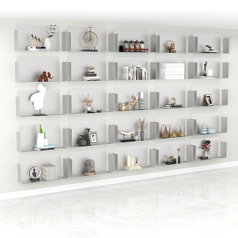 Metal Closed Back Bookshelf Contemporary Floating Bookcase with Shelves