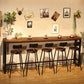 Mesa de bar de madera de 41,3" H, mesa rectangular con base metálica para patio