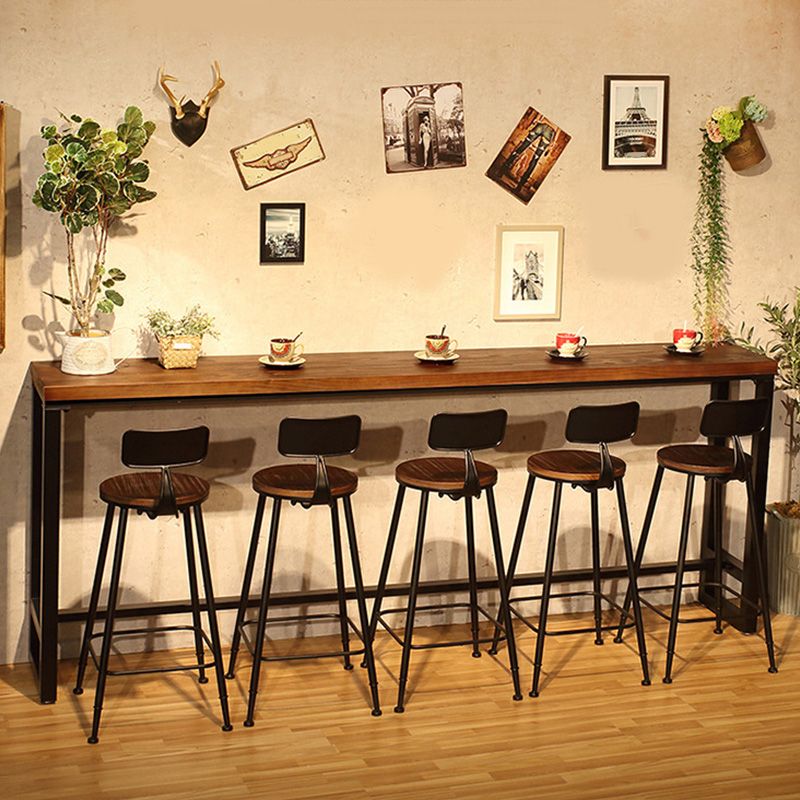 Mesa de bar de madera de 41,3" H, mesa rectangular con base metálica para patio