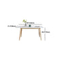 White Stone Top Dining Table Mid-Century Modern Table with 4 Wood Legs
