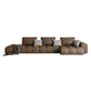 Dark Brown Faux Leather Sectional Stain-Resistant One Arm Sectional for Living Room Clearhalo 'furn' 'furn_sectionals' 'Furniture' 'Living Room Furniture' 'Sectionals' 1200x1200_d79f05d8-c310-41f9-9844-0bb8a3c7524c