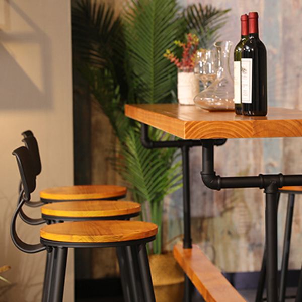 Massivholz-Bartisch-Set, moderner rechteckiger 1/2/7-teiliger Thekentisch