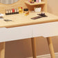 Vanity di trucco in legno contemporaneo con scaffali e 2 cassetti