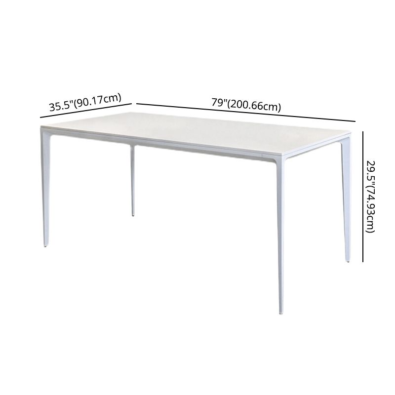 Contemporary Sintered Stone Top Kitchen Dining Set Rectangle Shape Standard Dining Set in White Clearhalo 'Dining Room Sets' 'Dining Tables & Seating' 'dining_room_set' 'furn' 'furn_dining_room_set' 'Furniture' 'furniture_dining_room_set' 'Kitchen & Dining Furniture' 'kitchen&dining_furn' 'kitchen' 1200x1200_d7a1f15c-327b-4fbf-b9de-ca1bed827ba9