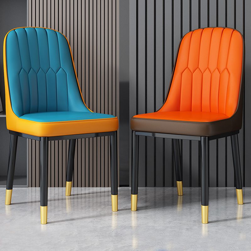 Nordic Metal Dining Room Chairs Upholstered Linen Fabric Armless Chairs for Restaurant Use Clearhalo ' kitchen&dining_furn' 'Dining Chairs' 'Dining Tables & Seating' 'dining_chair' 'furn' 'furn_dining_chair' 'Furniture' 'furniture_dining_chair' 'Kitchen & Dining Furniture' 'kitchen' 1200x1200_d7a6a1c7-d1f5-424c-9c15-9964c3b15894