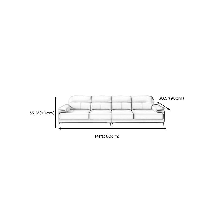 Contemporary Light Grey Sofa with Pillow Top Arm for Apartment 35.43" Clearhalo 'furn' 'furn_sectionals' 'Furniture' 'furniture_sectionals' 'kitchen' 'kitchen_sectionals' 'Living Room Furniture' 'Sectionals' 1200x1200_d7a78e4c-d203-407c-a20a-7c1cbbeb5b27