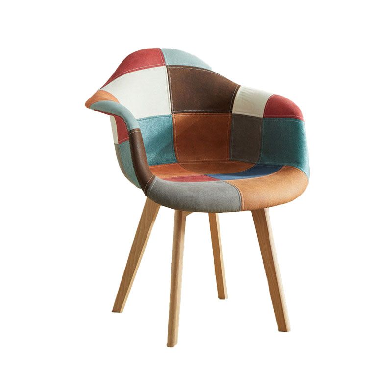 Restaurant Scandinavian Upholstered Arm Chair Matte Finish Solid Back Dining Chair Clearhalo ' kitchen&dining_furn' 'Dining Chairs' 'Dining Tables & Seating' 'dining_chair' 'Furniture' 'furniture_dining_chair' 'Kitchen & Dining Furniture' 'kitchen' 1200x1200_d7a93190-bda5-4f1e-a0b3-d27983f80892