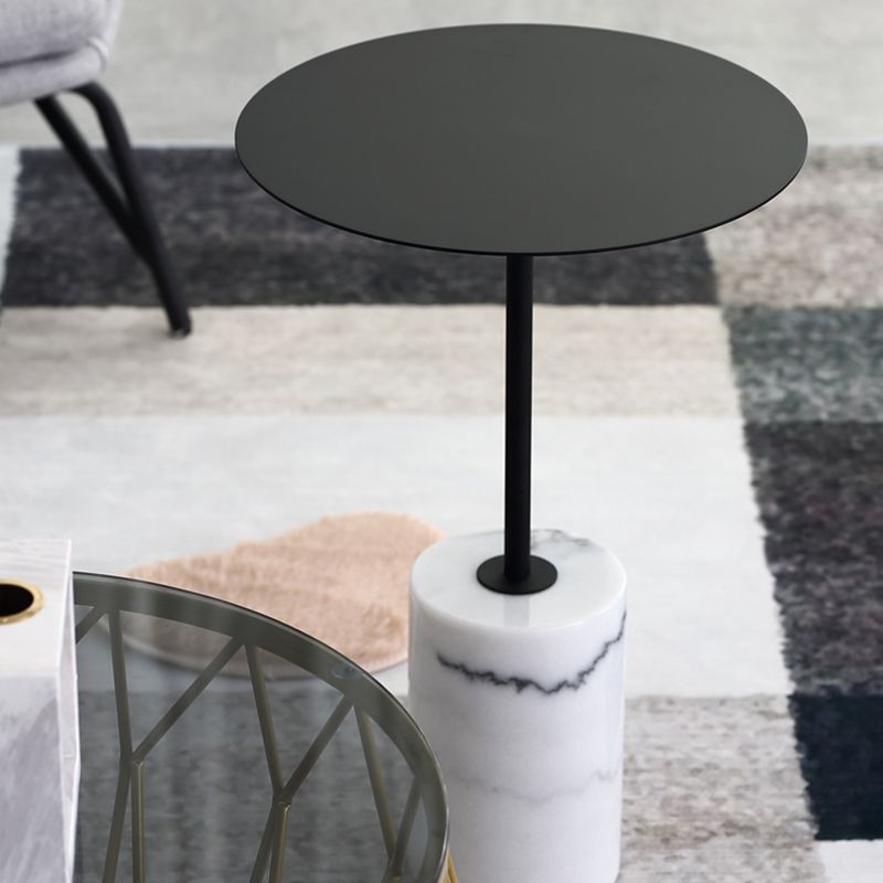Iron and Marble End Table 11.8" Tall Mid-Century Round Drum Side Table Clearhalo 'Coffee & Accent Tables' 'End & Side Tables' 'end_side_table' 'end_side_tables' 'furn' 'furn_end_side_tables' 'Furniture' 'furniture_end_side_table' 'Living Room Furniture' 1200x1200_d7a9a16e-cb10-424d-86bc-3fede7af290f