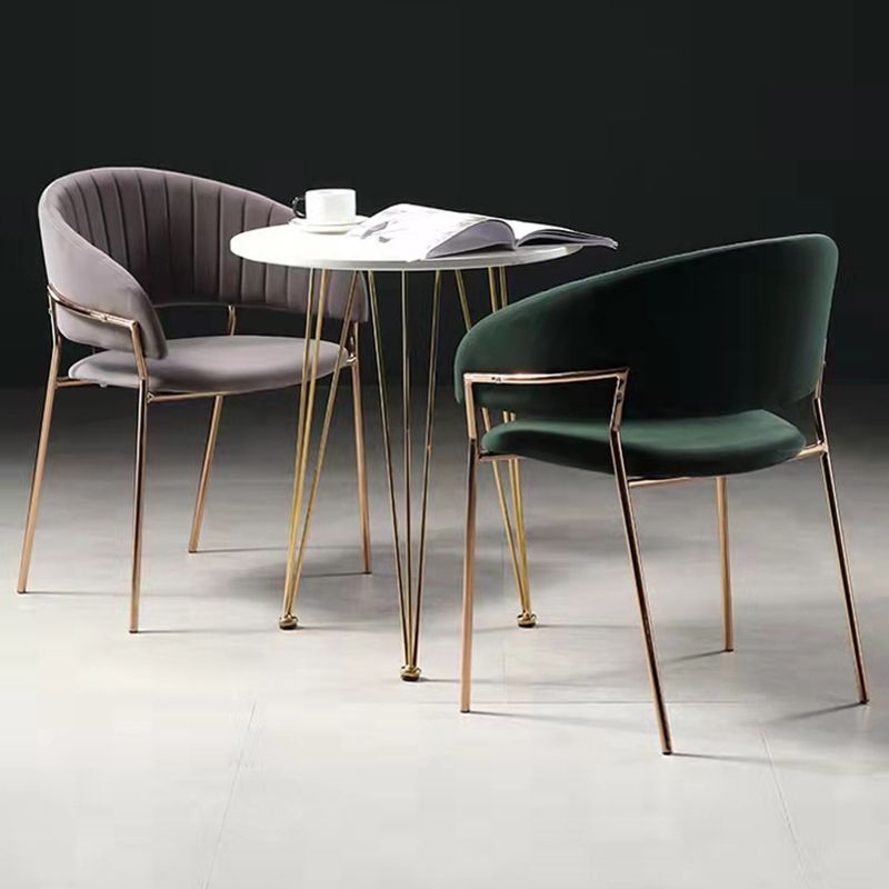 Sedia da pranzo glam a casa cucina in velluto imbottito sedia a braccio posteriore