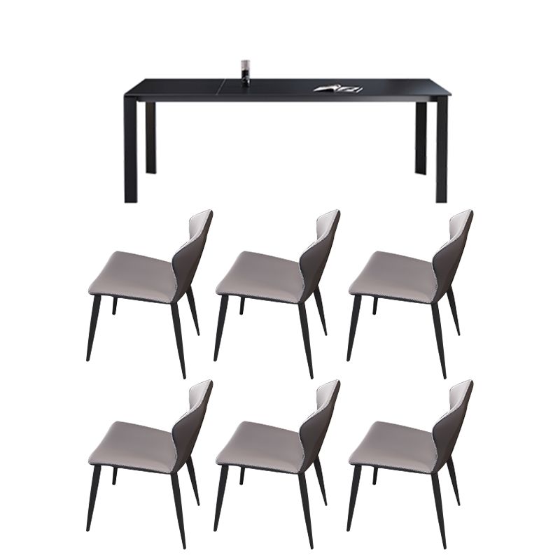 5/7/9 Pcs Modern Stone Rectangle Shape Dinette Table with Armless Chair