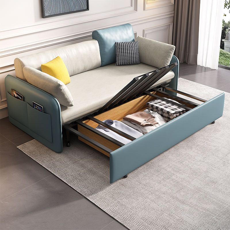 33.46 "H HEPAUX CONtemporain en cuir carré de carré avec rangement