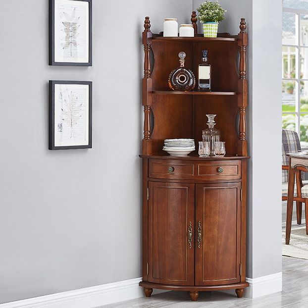 Mid-century Modern 1- Door Cabinet Wooden Corner Cabinet with Shelf