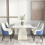 Moderno 1/4/5/6/7 Piezas Mesa de piedra de mesa de comedor en blanco