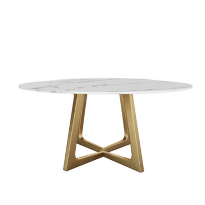 Glam Style Stone Round Dining Table with Gold Base for Living Room Clearhalo 'Dining Tables & Seating' 'Dining Tables' 'dining_table' 'furn' 'furn_dining_table' 'Furniture' 'Kitchen & Dining Furniture' 1200x1200_d7b5af9d-fc0d-4eda-a313-4e332d38d3c8