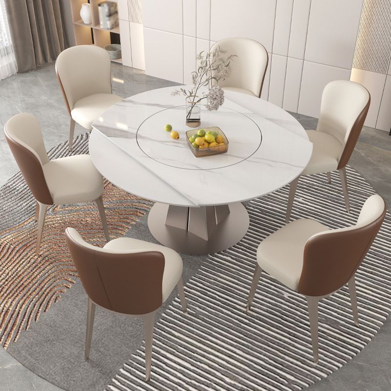 Modern Style 1/3/4/5/7/9 Pieces Dining Sintered Stone Dining Table Set with Metal Legs Clearhalo 'Dining Room Sets' 'Dining Tables & Seating' 'dining_room_set' 'furn' 'furn_dining_room_set' 'Furniture' 'furniture_dining_room_set' 'Kitchen & Dining Furniture' 'kitchen&dining_furn' 'kitchen' 1200x1200_d7b758c0-2b66-4606-9b28-239eac7eb574