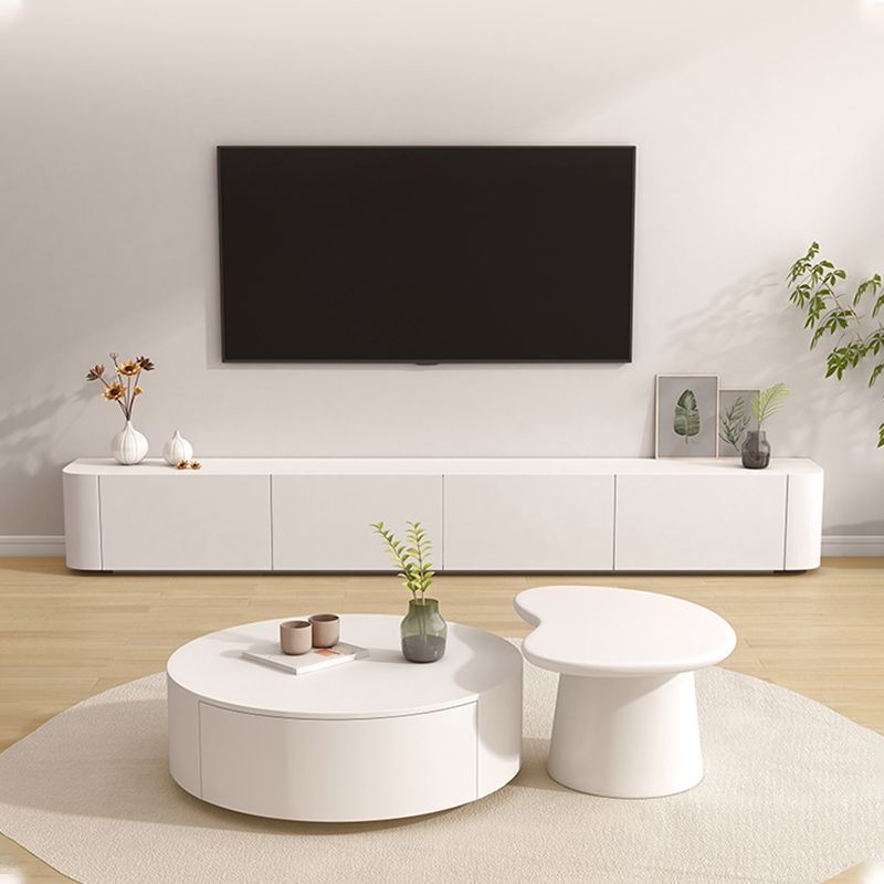 White Faux Wood Media Console Contemporary TV Stand Console with Drawers Clearhalo 'furn' 'furn_tv_stands_entertainment_centers' 'Furniture' 'Living Room Furniture' 'TV Stands & Entertainment Centers' 'TV Stands & Media Storage Furniture' 'tv_stands_entertainment_centers' 1200x1200_d7b7c47f-4e1d-4518-8ff8-2e7b86cefb95