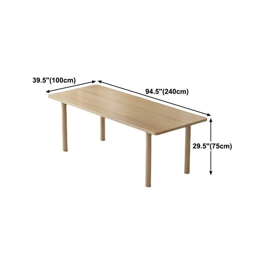 Mesa de comedor de madera maciza contemporánea Mesa rectangular natural con 4 patas