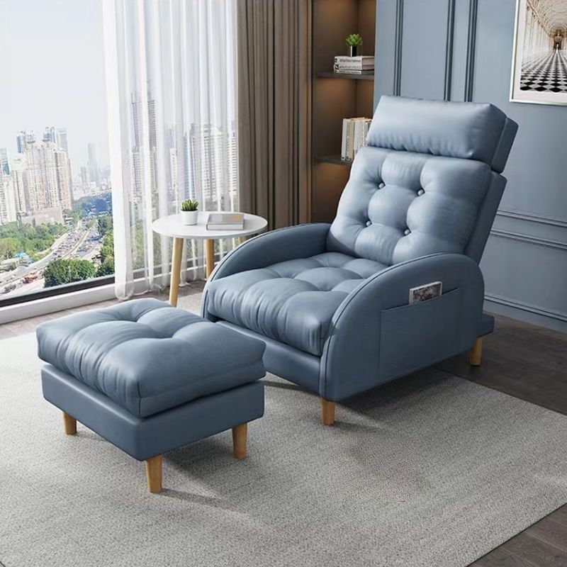 Contemporary Bonded Leather Tufted Cushions with Ottoman Lounge Accent Chair Clearhalo 'Accent Chairs' 'accent_chairs' 'Chairs & Seating' 'furn' 'furn_accent_chairs' 'Furniture' 'Living Room Furniture' 1200x1200_d7b99c14-a9f3-492c-8c8a-f9d4cbd12494