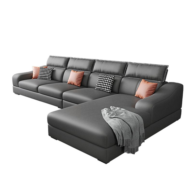 133.86" W √ó 70.87" D √ó 33.46" H L-Shape Faux Leather High Back Sloped Arms Sectional Clearhalo 'furn' 'furn_sectionals' 'Furniture' 'furniture_sectionals' 'kitchen' 'kitchen_sectionals' 'Living Room Furniture' 'Sectionals' 1200x1200_d7b9c232-3da2-4c79-a077-c35ed5a5782e