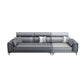 Contemporary Sofa & Chaise in Grey Square Arm Sectional with Bolster Pillows