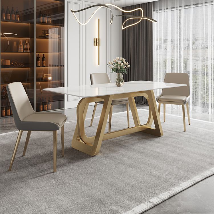 Rectangle Stainless Steel Dining Site Table Luxury Style Dinette Table for Home Clearhalo ' dining_table' 'Dining Tables & Seating' 'Dining Tables' 'furn' 'furn_dining_table' 'Furniture' 'furniture_dining_table' 'Kitchen & Dining Furniture' 'kitchen&dining_furn' 'kitchen' 'kitchen_dining_table' 1200x1200_d7bb84ce-e805-4896-be8b-9a0dc768c8c9