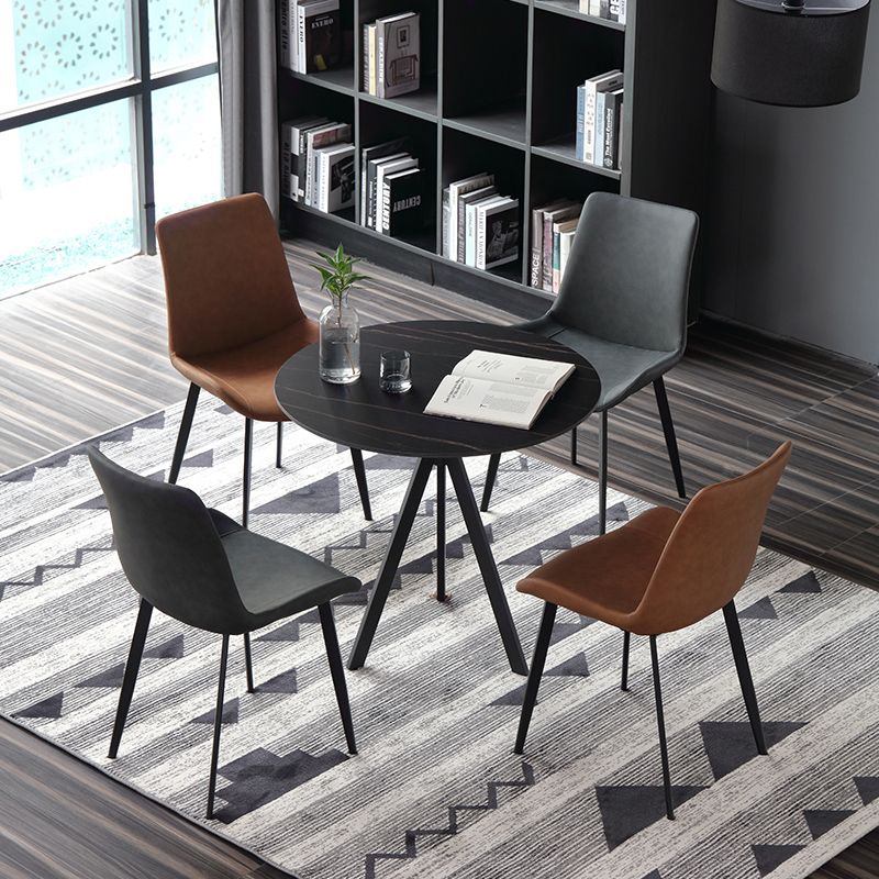 Modern Style Sintered Stone Dining Room Set Black Round Formal Dining Table Furniture Clearhalo 'Dining Room Sets' 'Dining Tables & Seating' 'dining_room_set' 'furn' 'furn_dining_room_set' 'Furniture' 'furniture_dining_room_set' 'Kitchen & Dining Furniture' 'kitchen&dining_furn' 'kitchen' 1200x1200_d7bca1ae-ba9a-4492-a6d8-3bd900d0aee7