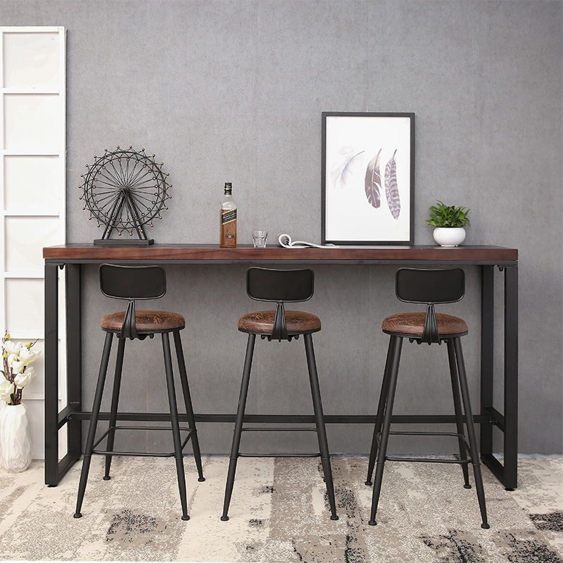 Industrial Bar Dining Table Pine Wood Bar Dining Table with Trestle Base Clearhalo 'Bar Furniture' 'Bar Tables' 'bar_tables' 'furn' 'furn_bar_tables' 'Furniture' 'furniture_bar_tables' 'Kitchen & Dining Furniture' 1200x1200_d7be35d3-befe-4e7d-a01f-355ee247e757