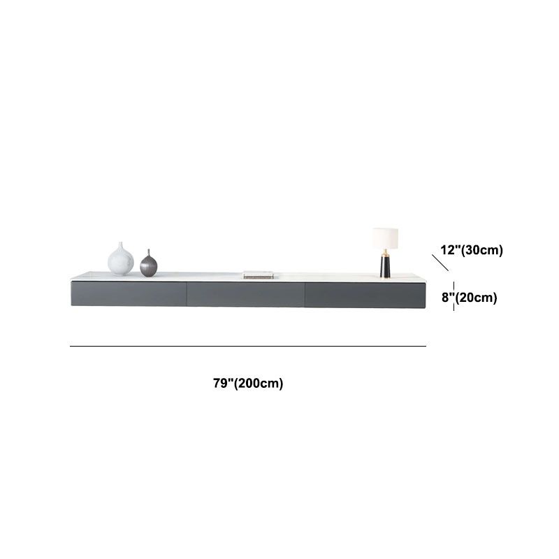 11.81 "W TV Stand Contemporáne de estilo gris de estilo de pared con 3 cajones