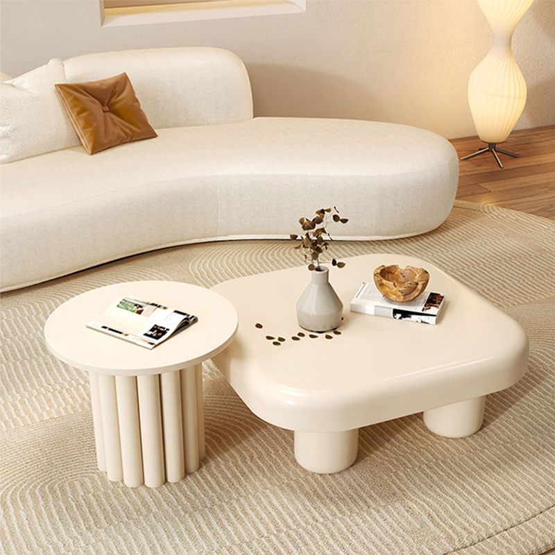 Contemporary Cocktail Table White Wooden Coffee Cocktail Table