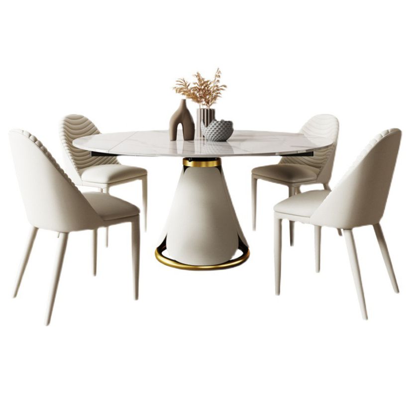 Modern Sintered Stone Dining Room Set with Round Top and White Base Furniture Set Clearhalo 'Dining Room Sets' 'Dining Tables & Seating' 'dining_room_set' 'furn' 'furn_dining_room_set' 'Furniture' 'furniture_dining_room_set' 'Kitchen & Dining Furniture' 'kitchen&dining_furn' 'kitchen' 1200x1200_d7becbe4-6a22-47b3-ba87-56fc91b32347