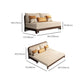 Linen Armless Sofa Bed with Pillow Back Solid Wood Sofa Bed in Beige