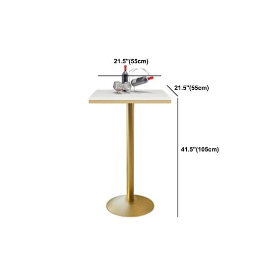 Tavolo da vino a barre in falda in marmo glam tavolo da pub piedistallo con base metallica