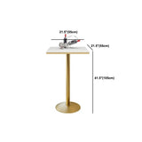 Faux Marble Bar Wine Table Glam Pedestal Pub Table with Metal Base