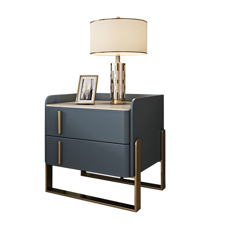 Glam Nightstand with 2 Drawer 20-inch Tall Leather Night Table Clearhalo 'Bedroom Furniture' 'furn' 'furn_night_stand' 'Furniture' 'night_stand' 'Nightstands' 1200x1200_d7c1606a-e699-40f8-b48e-65fba94cce8e