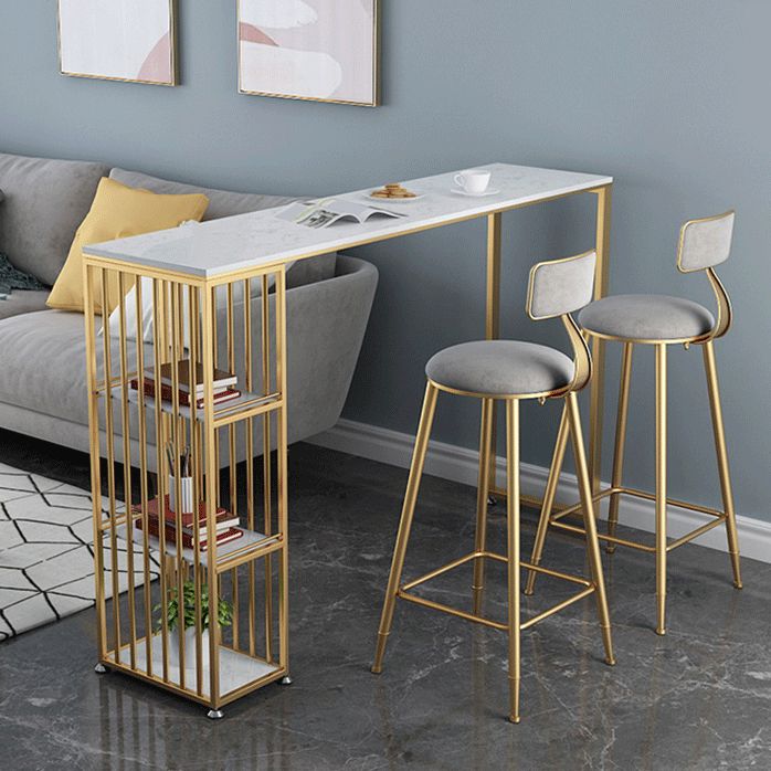 Glam 1/2/3 Pieces Bar Table Set Rectangle Bar Table with Metal High Stools Clearhalo 'Bar Furniture' 'furn' 'furn_home_bar_bar_sets' 'Furniture' 'Home Bars & Bar Sets' 'home_bar_bar_sets' 'Kitchen & Dining Furniture' 1200x1200_d7c223ed-5d14-4a1f-a043-acf898683a0e