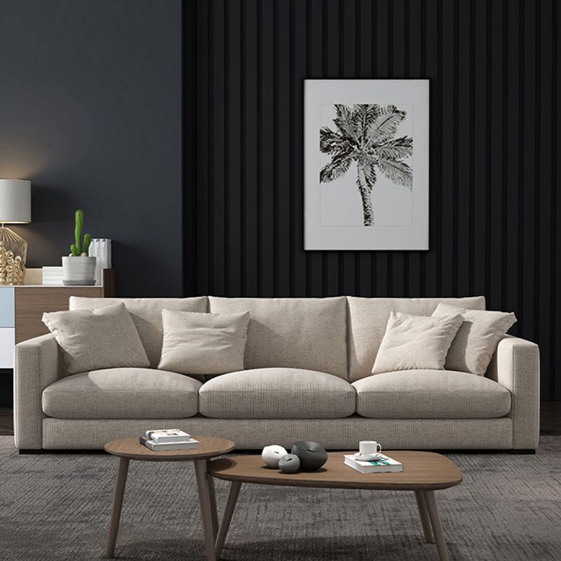 Modern Style Square Armrest with High Rebound Sponge Seat Filling Beige Sofa Clearhalo 'furn' 'furn_sofas' 'Furniture' 'furniture_sofas' 'kitchen' 'kitchen_sofas' 'Living Room Furniture' 'Sofa' 'sofas' 1200x1200_d7c42fad-e724-4c23-862d-4f8b871a4049