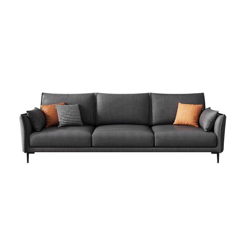 Stain-Resistant Faux Leather Couch Living Room Flared Arm Sofa with Pillow Back Clearhalo 'furn' 'furn_sofas' 'Furniture' 'furniture_sofas' 'Living Room Furniture' 'Sofa' 'sofas' 1200x1200_d7c61bff-4726-46e1-a28b-7998832be66b