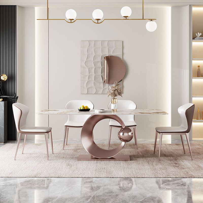 Luxurious Sintered Stone Top Dining Set Rectangle 1/4/5/7/9 Pieces Dining Room Table Set Clearhalo 'Dining Room Sets' 'Dining Tables & Seating' 'dining_room_set' 'furn' 'furn_dining_room_set' 'Furniture' 'Kitchen & Dining Furniture' 1200x1200_d7c965f0-47ee-4a40-937f-a36ec69fea2e