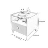 Modern Stone Top End Table 4 Legs Side Table with Drawer and Shelf