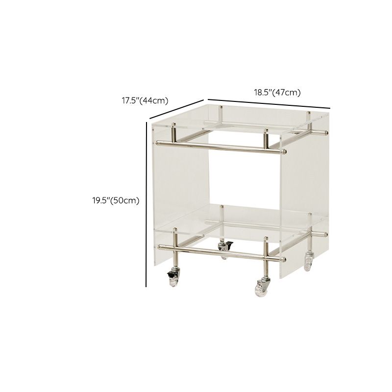 Acrylic End Table Metal Accent Side Table for Living Room with Wheels