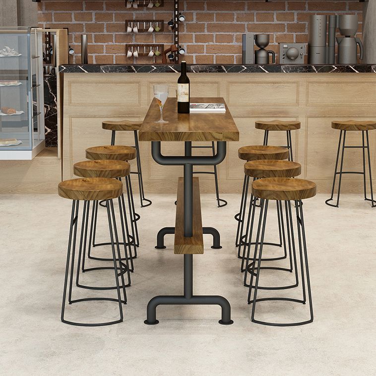 Brown Industrial Style Bar Table Pine Wood Milk Tea Shop Casual Bar Table Clearhalo 'Bar Furniture' 'Bar Tables' 'bar_tables' 'furn' 'furn_bar_tables' 'Furniture' 'furniture_bar_tables' 'Kitchen & Dining Furniture' 1200x1200_d7cda6b6-6558-42fa-8ff7-3a204337ed6e