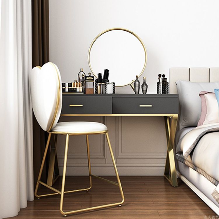 Glam 29.52 " Height 2-Drawer Makeup Table Wooden Vanity Stool