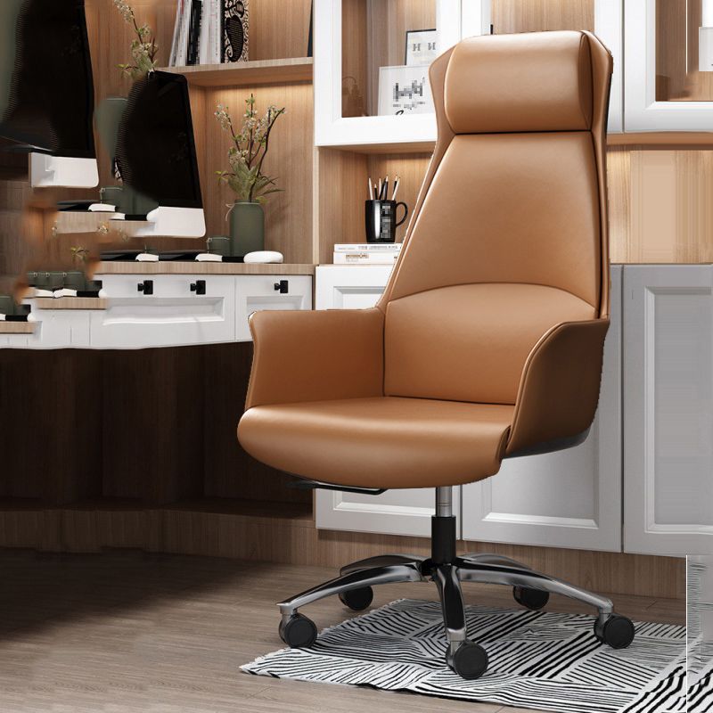 Modern Leather Executive Chair Ergonomic Adjustable Swivel Office Chair Clearhalo 'furn' 'furn_office_chair' 'Furniture' 'furniture_office_chair' 'Office Chairs' 'Office Furniture' 'office_chair' 1200x1200_d7cf4316-8fca-44dc-b92e-1566d75b296f