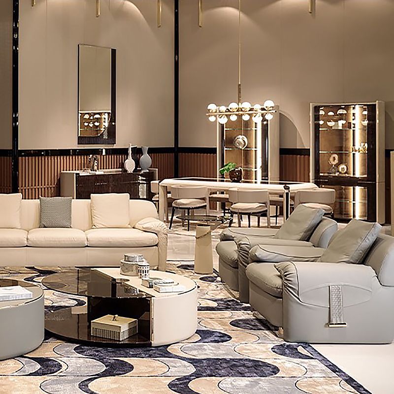 Tableau de la table ronde en verre 23.62 "Table de l'extrémité du piédestal en cuir de haut