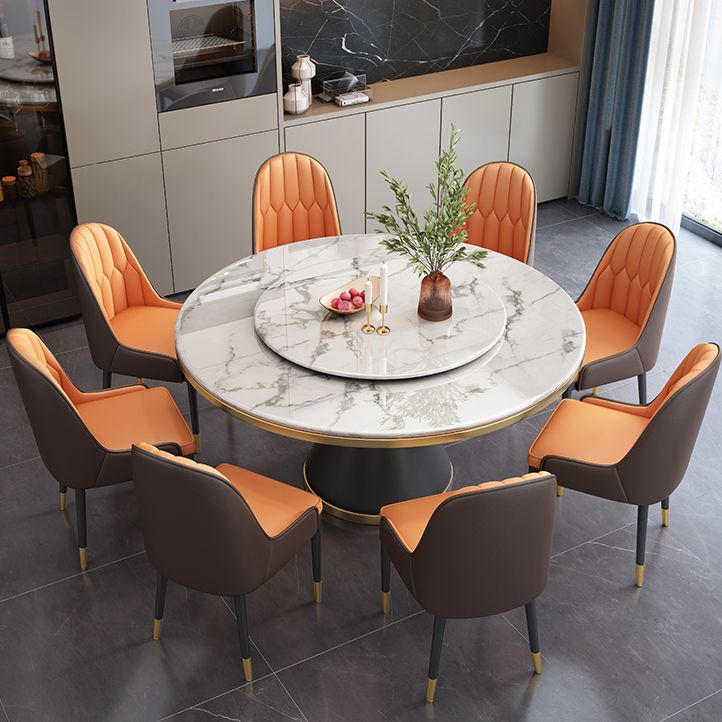 Round Modern Style Sintered Stone Dining Table Furniture with Metallic Base Clearhalo ' dining_table' 'Dining Tables & Seating' 'Dining Tables' 'furn' 'furn_dining_table' 'Furniture' 'furniture_dining_table' 'Kitchen & Dining Furniture' 'kitchen&dining_furn' 'kitchen' 'kitchen_dining_table' 1200x1200_d7d370ec-c111-466d-a1ab-d6a59c952ed8