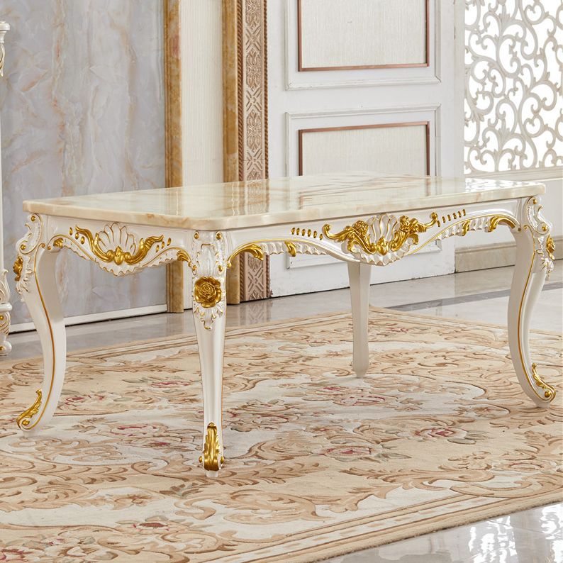 Victorian Style Marble Dining Set with Yellow Table and 4 White Legs Base for Home Use Clearhalo 'Dining Room Sets' 'Dining Tables & Seating' 'dining_room_set' 'furn' 'furn_dining_room_set' 'Furniture' 'furniture_dining_room_set' 'Kitchen & Dining Furniture' 'kitchen&dining_furn' 'kitchen' 1200x1200_d7d447d1-9b57-4b3d-9ef3-7994ae4bb681