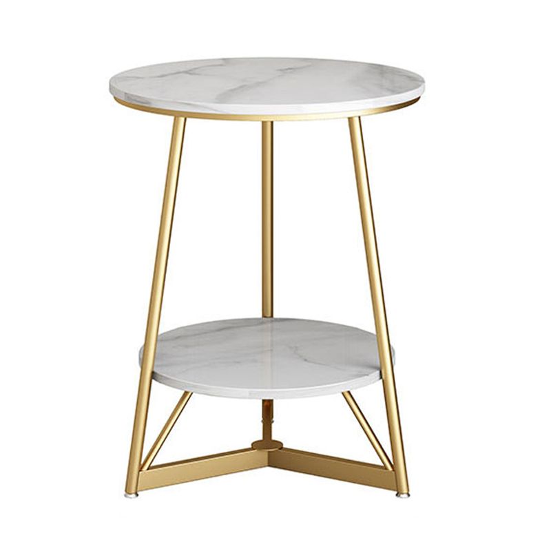 23.6" Tall Modern Round Slate Top Side Table Metal Cross-leg End Table with Shelf Clearhalo 'Coffee & Accent Tables' 'End & Side Tables' 'end_side_tables' 'furn' 'furn_end_side_tables' 'Furniture' 'Living Room Furniture' 1200x1200_d7d785af-0f78-46d2-9132-b0e3fd8f591c