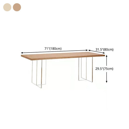 Mesa moderna de madera de pino para mesa de comedor rectangular de restaurantes con pedestal doble acrílico