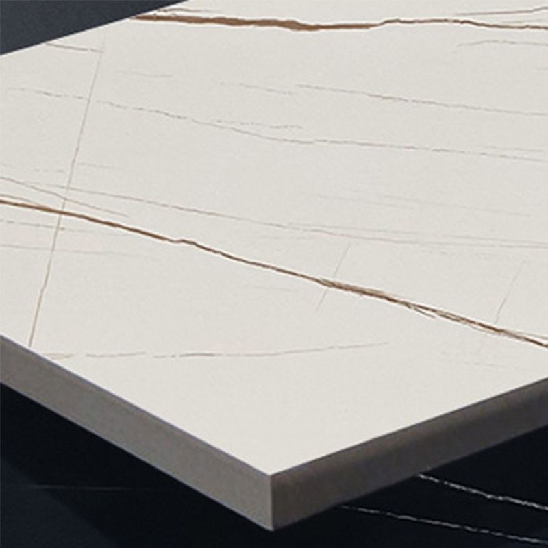 Weißer Tischtisch Sintered Stone Esstisch mit Lagerregale für Wohnzimmer